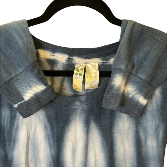 Green Tea Tie Dye Sweatshirt Top XXL Blue White Long Sleeve Boho Cozy - Picture 8 of 10